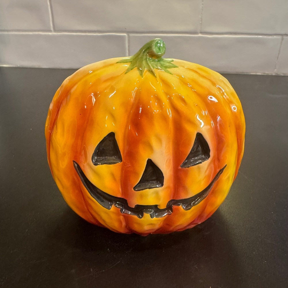 Samson Import Co Pumpkin Planter Decor 5.5in Orange Vintage 1962 Jack O Lantern